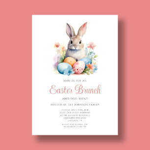 Cute Bunny Egg Hunt And Easter Brunch  Invitation