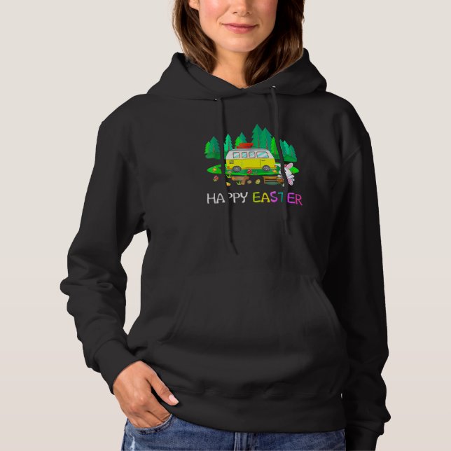 Cute Bunny Eggs Easter Camping Happy Easter Day 20 Hoodie (Front)