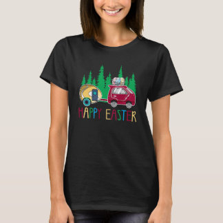 Cute Bunny Eggs Easter Camping Happy Easter Day Ca T-Shirt