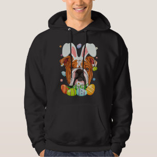 Cute Bunny English Bulldog Dog Head & Easter Egg E Hoodie