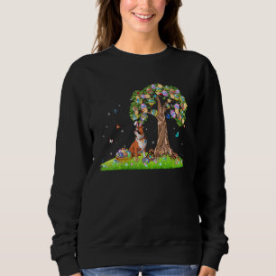 Cute Bunny English Bulldog With Easter Eggs Tree E Sweatshirt