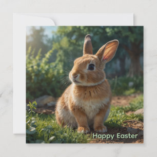 Cute Bunny English cottage garden Easter  Holiday Card
