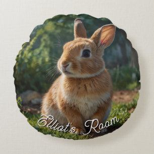 Cute Bunny English cottage garden Easter Round Cushion