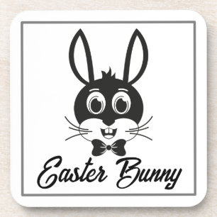 Cute Bunny Face Boy Cartoon Easter Rabbit Coaster