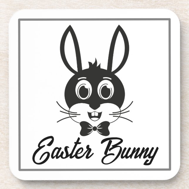 Cute Bunny Face Boy Cartoon Easter Rabbit Coaster (Front)