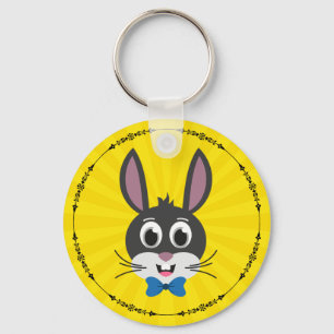 Cute Bunny Face Boy Cartoon Easter Rabbit Key Ring