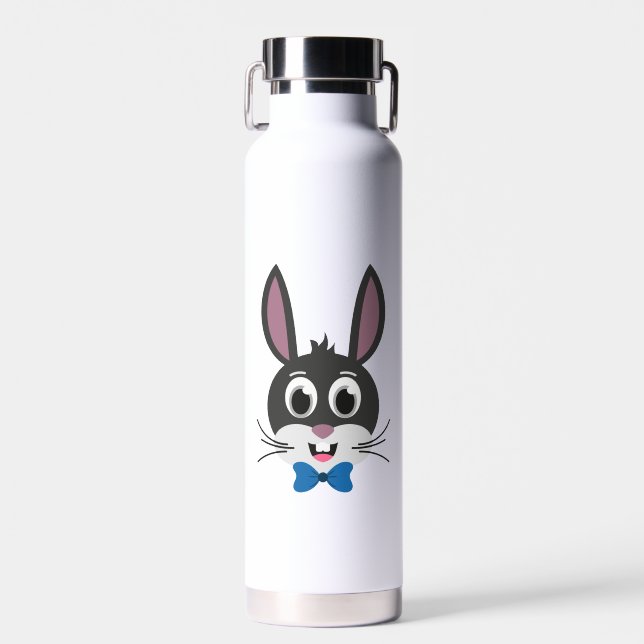 Cute Bunny Face Boy Cartoon Easter Rabbit Water Bottle (Front)
