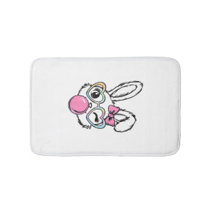 Cute Bunny Face Bubblegum Glasses Pink Coquette Bo Bath Mat