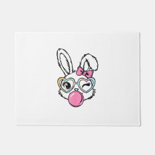 Cute Bunny Face Bubblegum Glasses Pink Coquette Bo Doormat