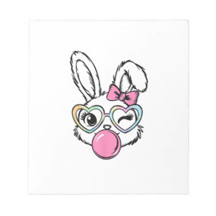 Cute Bunny Face Bubblegum Glasses Pink Coquette Bo Notepad