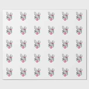 Cute Bunny Face Bubblegum Glasses Pink Coquette Bo Wrapping Paper