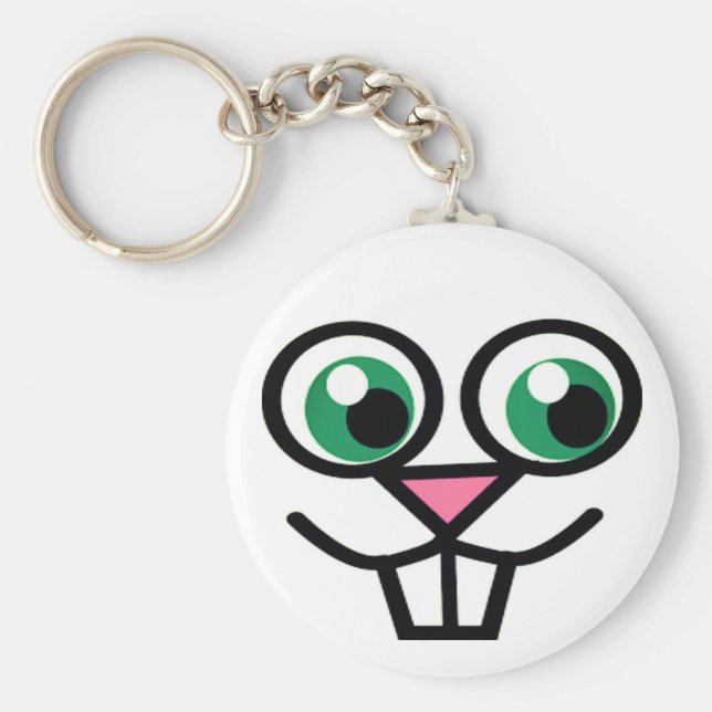 Cute Bunny Face Button Keychain (Front)