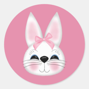 Cute Bunny Face Classic Round Sticker