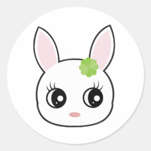 Cute bunny face classic round sticker