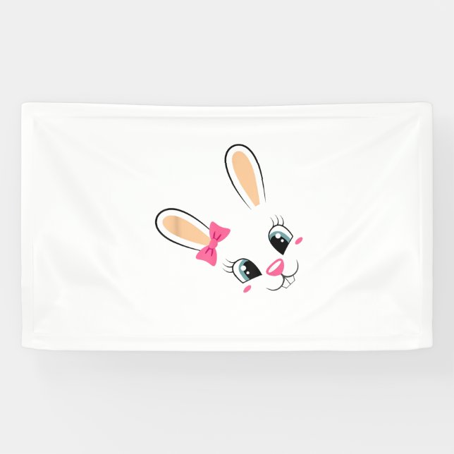Cute Bunny Face Easter Bunny Funny Rabbit Girls Ea Banner (Horizontal)