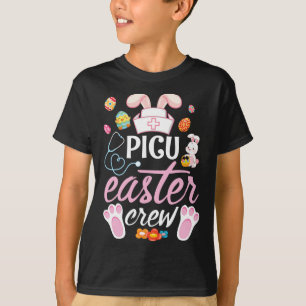 Cute Bunny Face Easter Eggs Happy Day Picu Nurse E T-Shirt