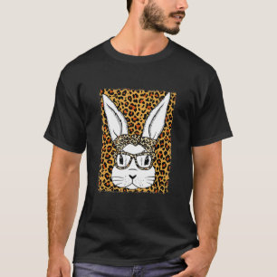 Cute Bunny Face Glasses Leopard For Boys Men Kids  T-Shirt
