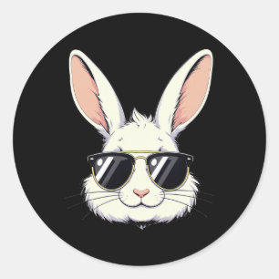 Cute Bunny Face Gles Girls Boy Rabbit Easter Day Classic Round Sticker