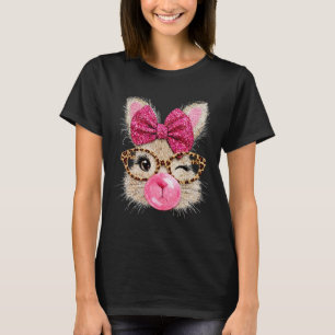 Cute Bunny Face Gles Pink Bubble Gum Rabbit Happy T-Shirt