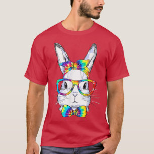 Cute Bunny Face Hippie Tie Dye Glasses Bow Kids Ea T-Shirt