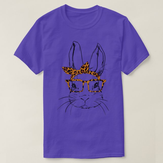 Cute Bunny Face Leopard Glasses Easter Day Women G T-Shirt (Design Front)