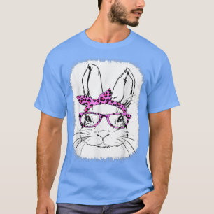 Cute Bunny Face Leopard Glasses Happy Easter Day B T-Shirt