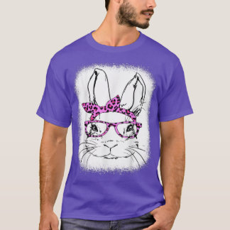 Cute Bunny Face Leopard Glasses Happy Easter Day B T-Shirt