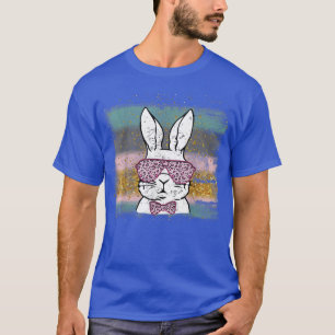 Cute Bunny Face Leopard Glasses Happy Easter Day  T-Shirt