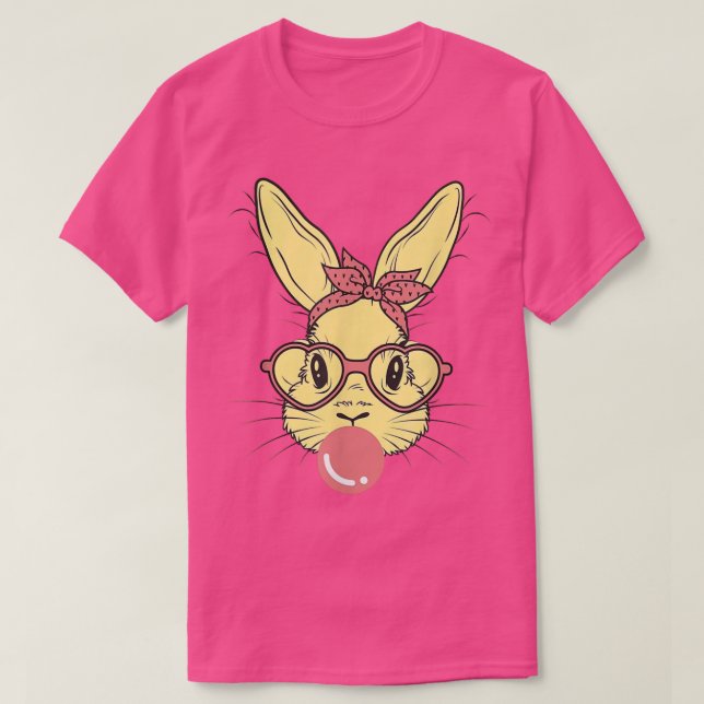 Cute Bunny Face Leopard Glasses Headband Easter Da T-Shirt (Design Front)