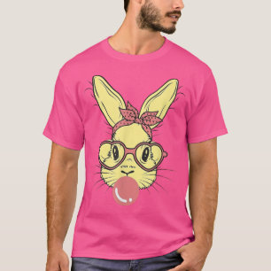 Cute Bunny Face Leopard Glasses Headband Easter Da T-Shirt