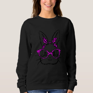 Cute Bunny Face Leopard Glasses Headband Happy Eas Sweatshirt