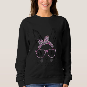 Cute Bunny Face Leopard Glasses Headband Happy Eas Sweatshirt