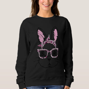 Cute Bunny Face Leopard Glasses Headband Happy Eas Sweatshirt