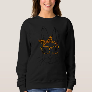 Cute Bunny Face Leopard Glasses Headband Happy Eas Sweatshirt
