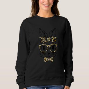 Cute Bunny Face Leopard Glasses Headband Happy Eas Sweatshirt