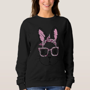 Cute Bunny Face Leopard Glasses Headband Happy Eas Sweatshirt