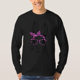 Cute Bunny Face Leopard Glasses Headband Happy Eas T-Shirt