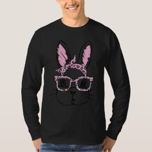 Cute Bunny Face Leopard Glasses Headband Happy Eas T-Shirt