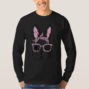 Cute Bunny Face Leopard Glasses Headband Happy Eas T-Shirt