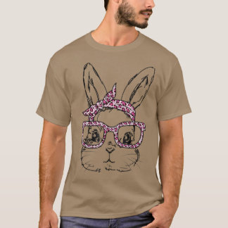 Cute Bunny Face Leopard Glasses Headband Happy Eas T-Shirt