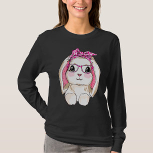 Cute Bunny Face Leopard Glasses Headband Happy Eas T-Shirt
