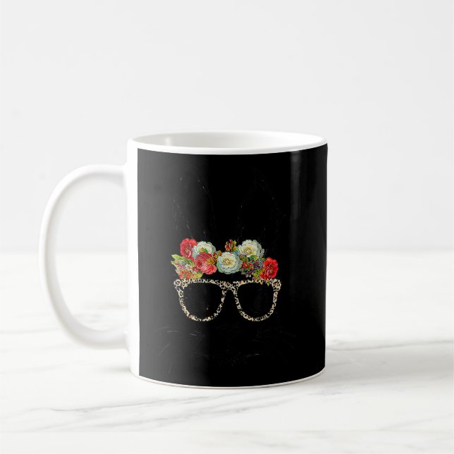 Cute Bunny Face  Leopard Print Glasses Easter  1  Coffee Mug (Left)
