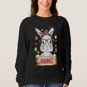 Cute Bunny Face Leopard Print Glasses Nannie Easte Sweatshirt