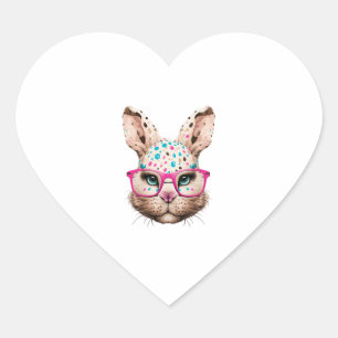 cute bunny face pink glasses floral leopard easter heart sticker