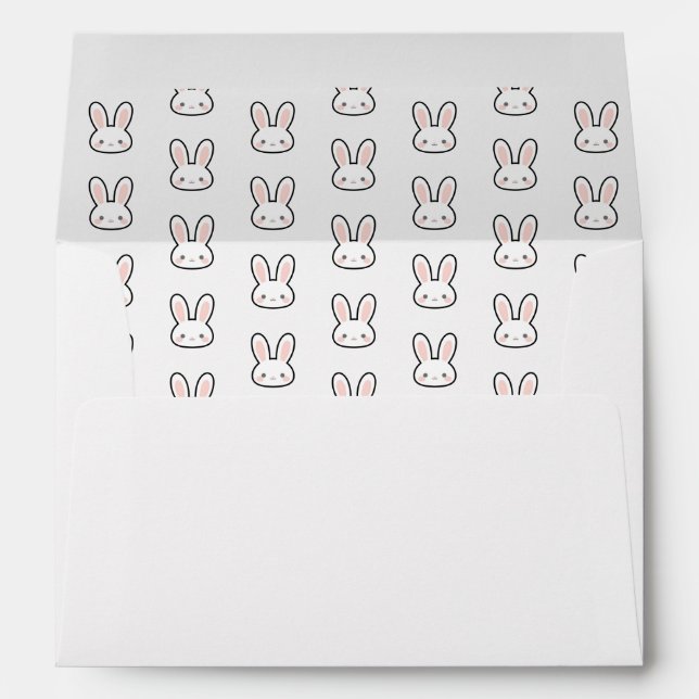 Cute Bunny Face Rabbit Pattern Envelope (Back (Bottom))