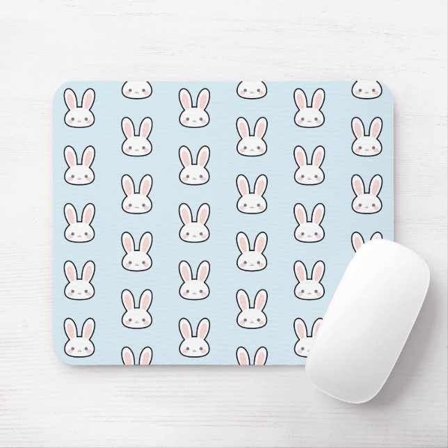 Cute Bunny Face Rabbit Pattern Mouse Mat (With Mouse)