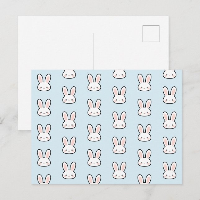 Cute Bunny Face Rabbit Pattern Postcard (Front/Back)