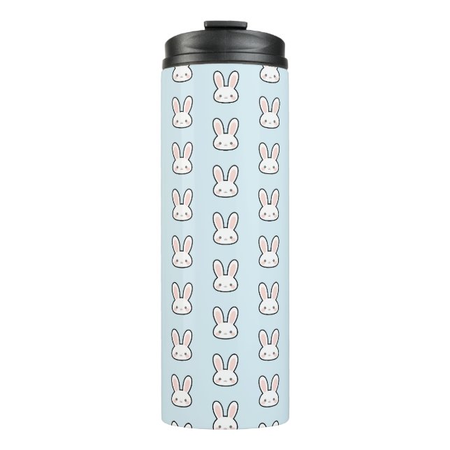 Cute Bunny Face Rabbit Pattern Thermal Tumbler (Front)