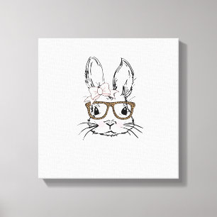 Cute Bunny Face Shirt Leopard Print Glasses EASTER