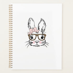 Cute Bunny Face Shirt Leopard Print Glasses EASTER Planner